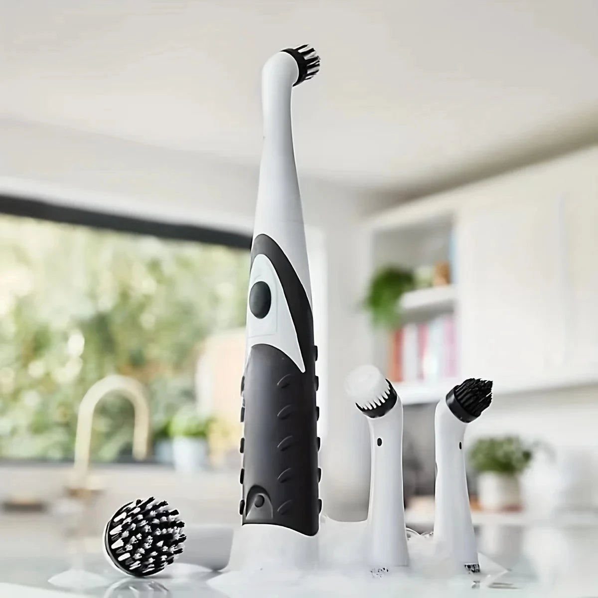 Leaning Brush Cleaning Tool With 4 Brushes Multifunctional Electric
