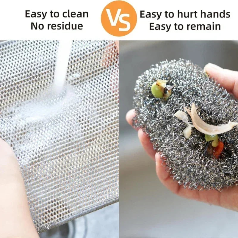 Stainless Steel Kitchen Scrubber – Heavy Duty Double-Sided Scouring Pad for Pots, Pans & Dishes