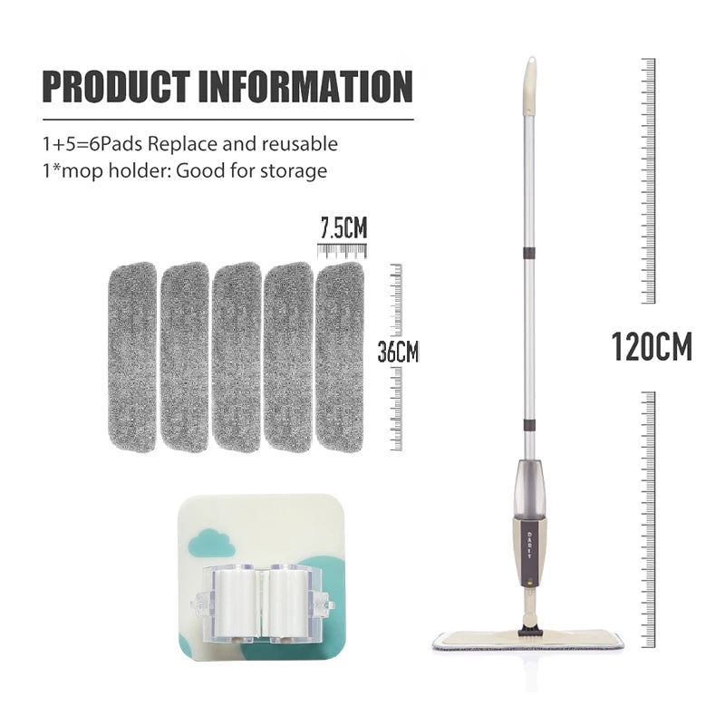 Spray Mop Broom Set Magic Flat Mops for Floor Home Cleaning