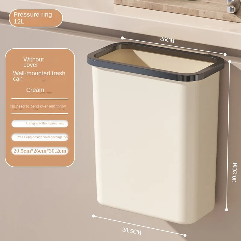 Household plastic flip-top wall-mounted trash can kitchen bathroom