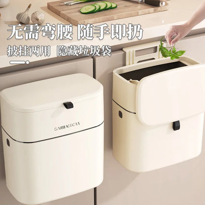 Household plastic flip-top wall-mounted trash can kitchen bathroom