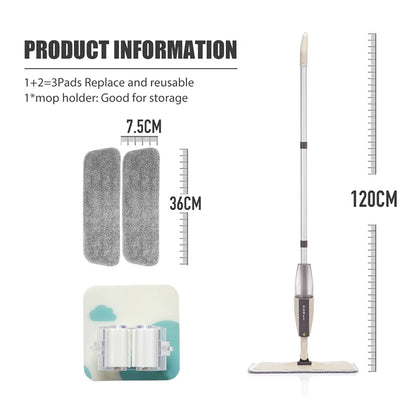 Spray Mop Broom Set Magic Flat Mops for Floor Home Cleaning