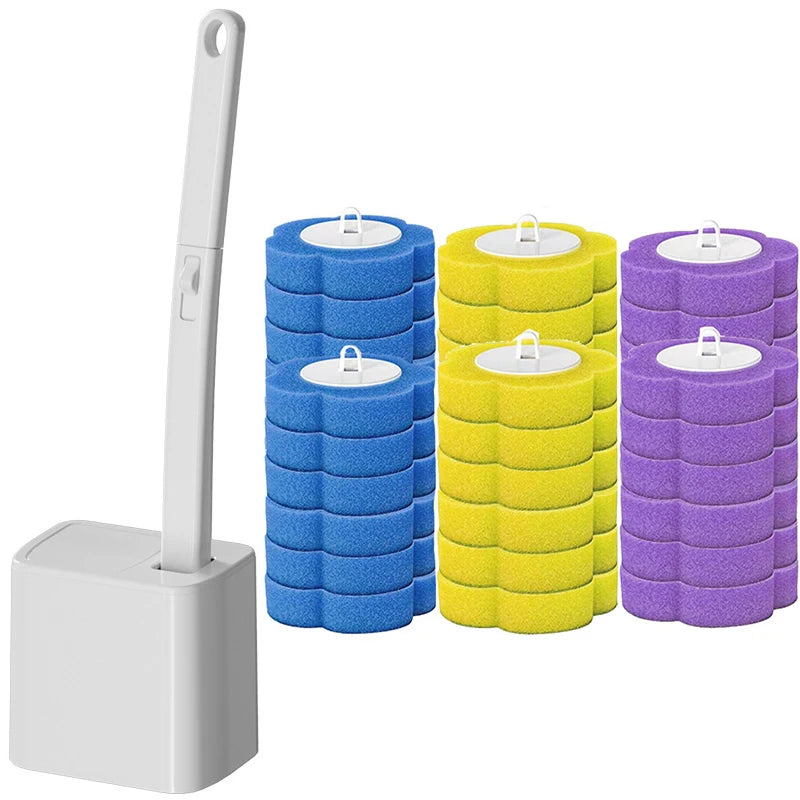 Toilet Brush and Holder Set with Disposable Refills Replacement