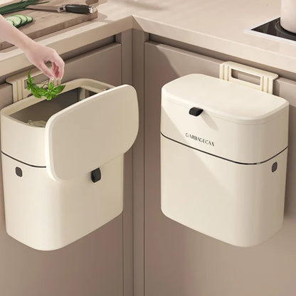 Household plastic flip-top wall-mounted trash can kitchen bathroom