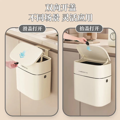 Household plastic flip-top wall-mounted trash can kitchen bathroom