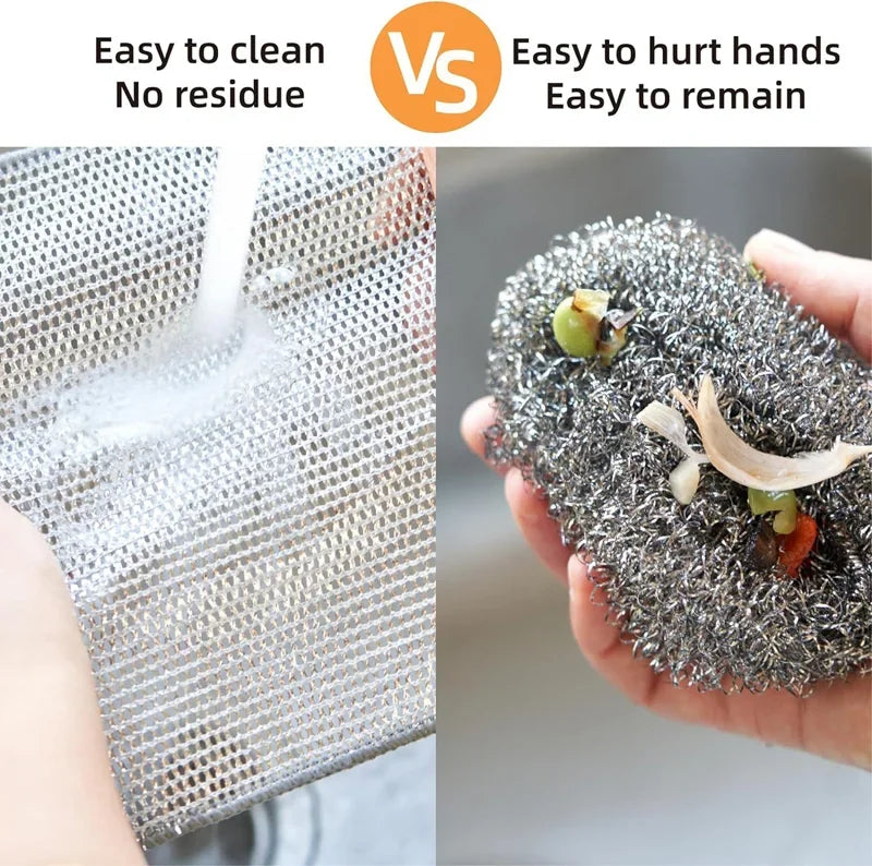 Stainless Steel Kitchen Scrubber – Heavy Duty Double-Sided Scouring Pad for Pots, Pans & Dishes