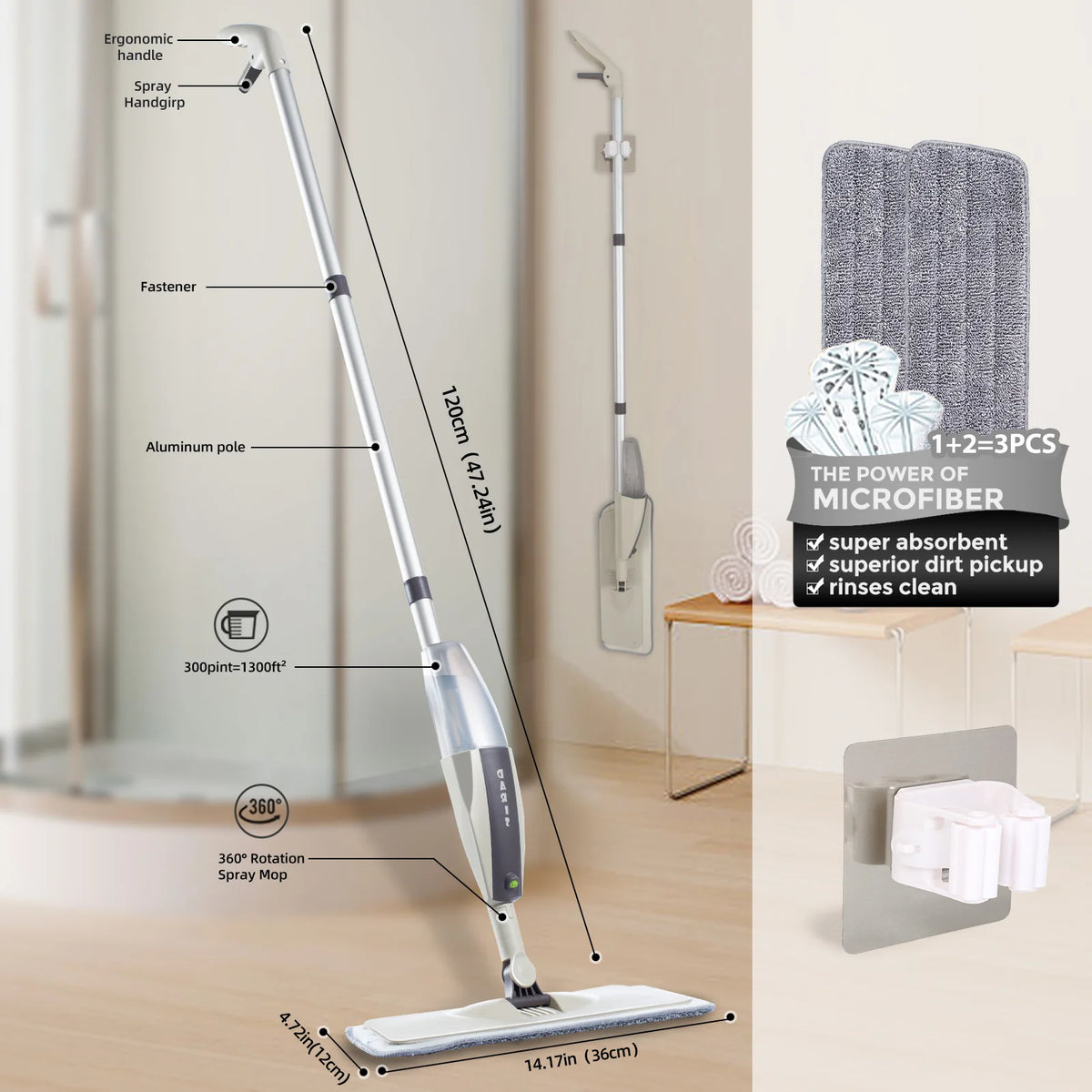 Spray Mop Broom Set Magic Flat Mops for Floor Home Cleaning
