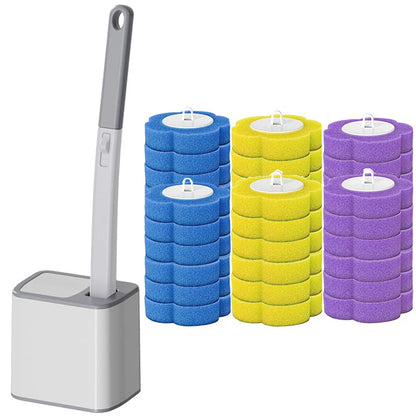 Toilet Brush and Holder Set with Disposable Refills Replacement