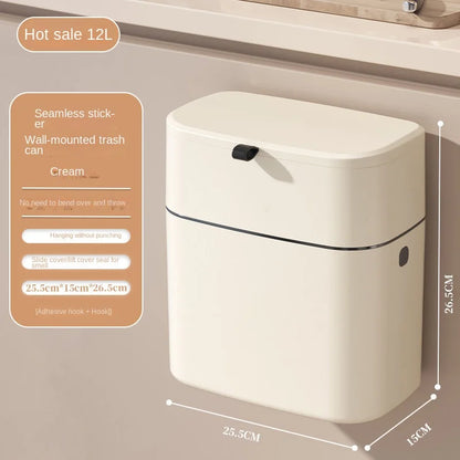 Household plastic flip-top wall-mounted trash can kitchen bathroom